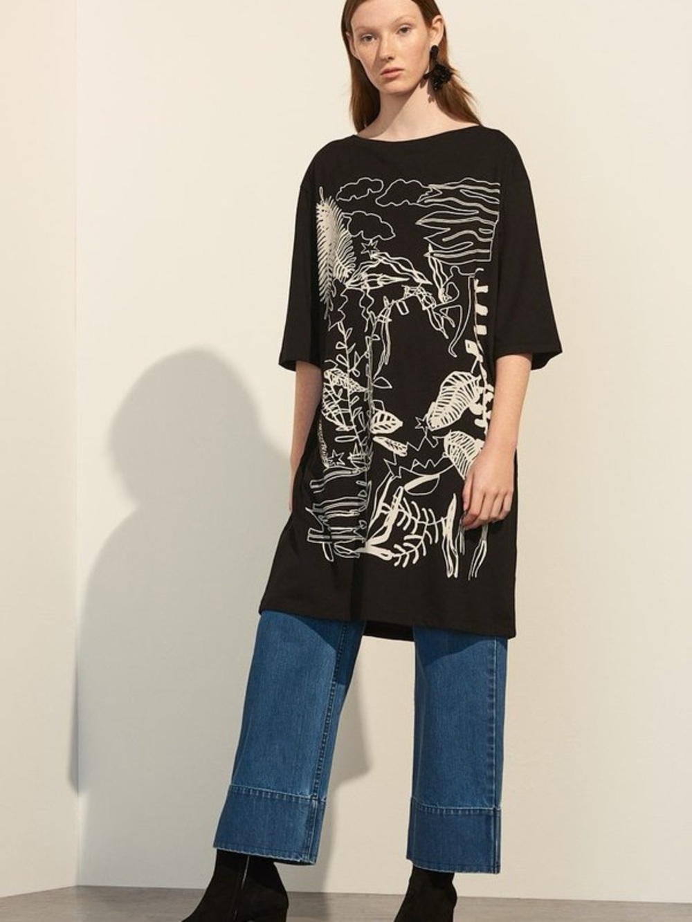 Kowtow Black Graphic Tribal Tunic Dress in 100% organic cotton